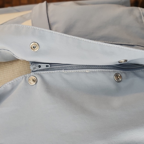 Club Ride Baby Blue & Cream Zippered And Button Front Camp Style Shirt 3 Pockets - Picture 3 of 14